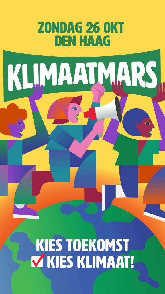 Afbeelding voor instagram story, ter aankondiging van de Klimaatmars